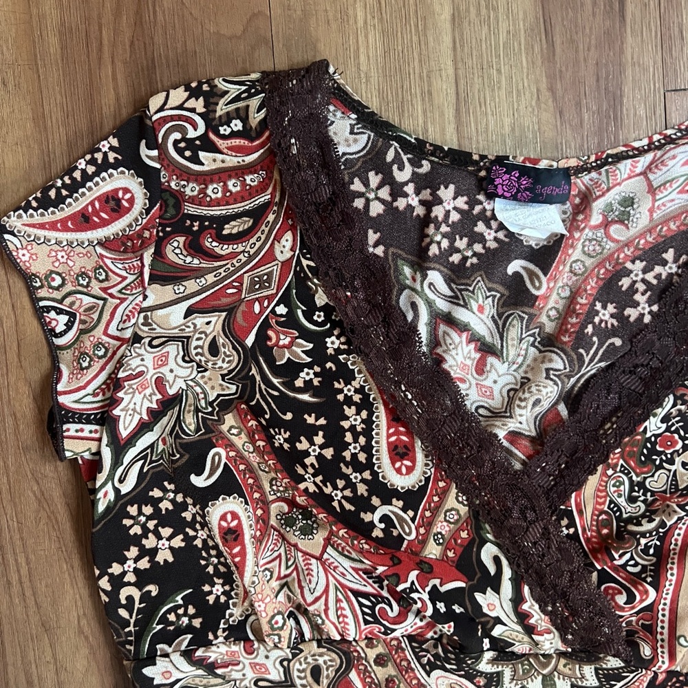 Y2K Brown Paisley Top